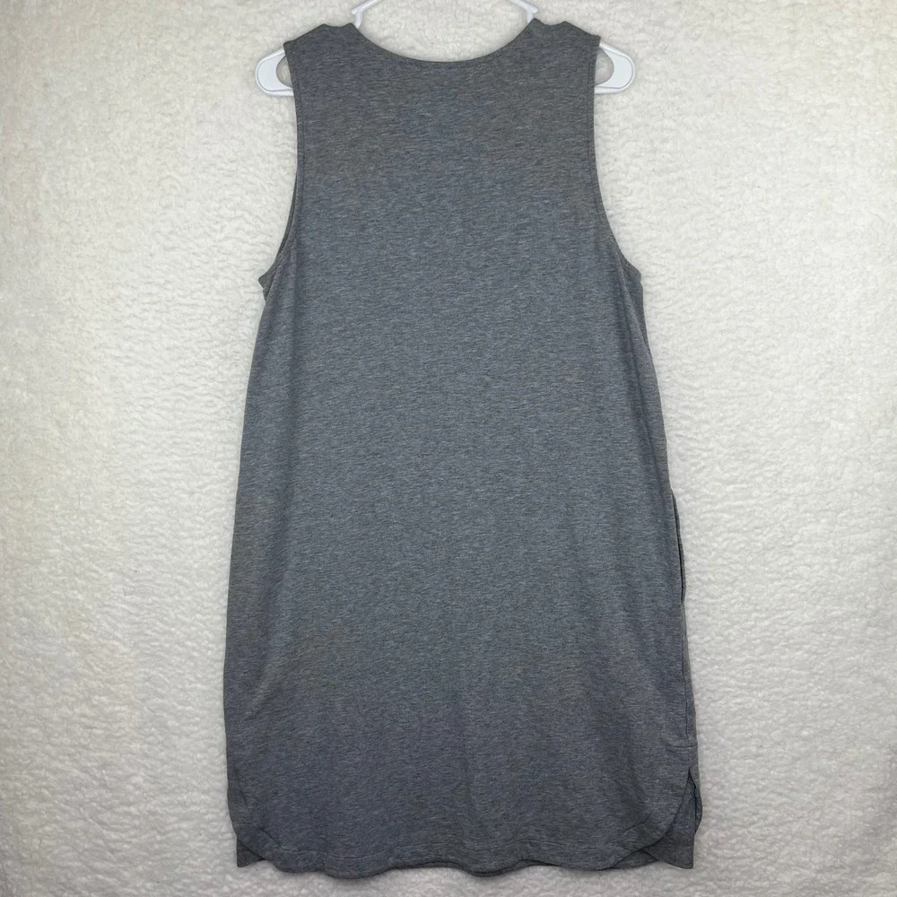 J. Jill Grey Sleeveless Shift Dress Women's L Crew Neck Pockets Pima Cotton